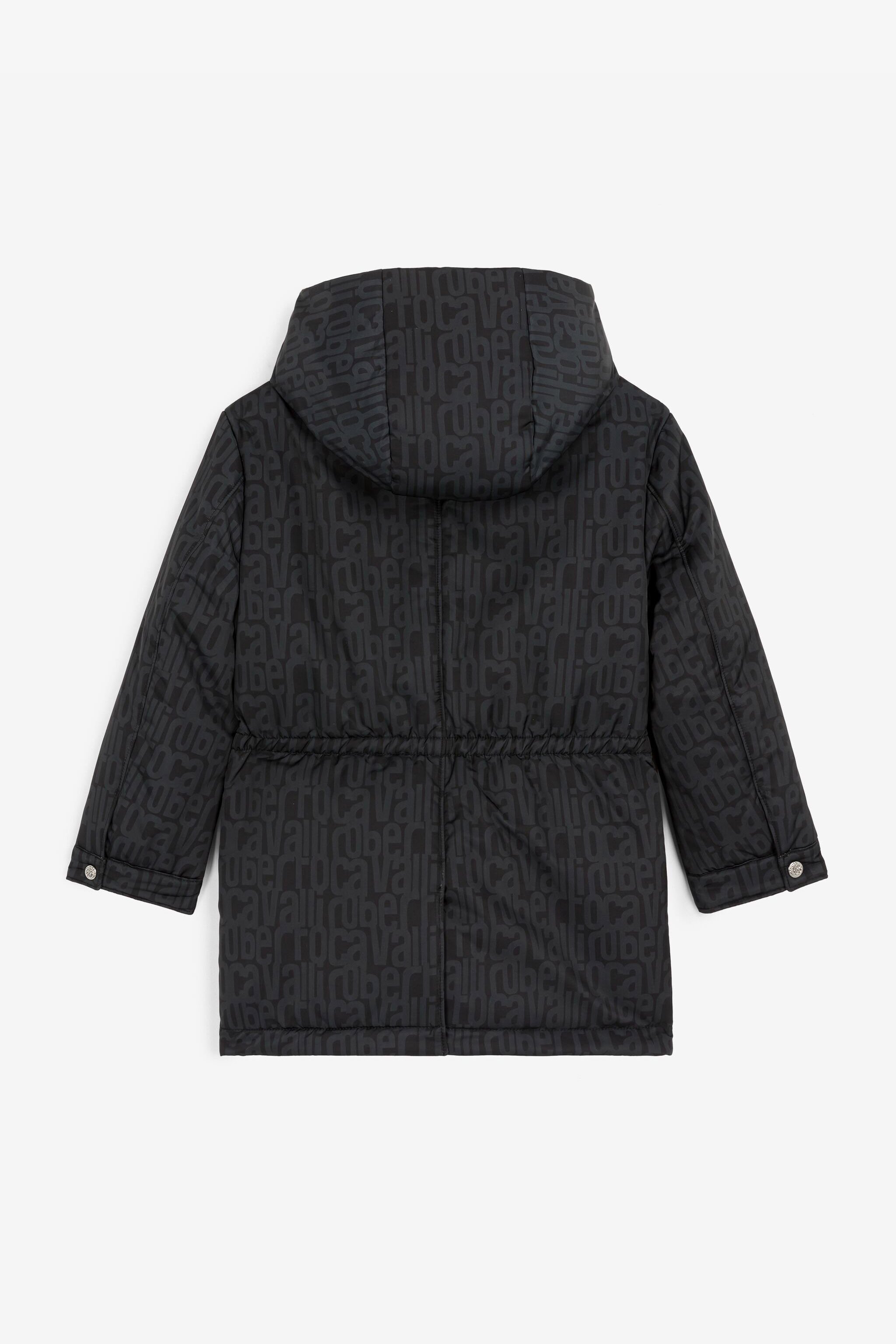 JU Logo-Print Hooded Coat Black RJT40J-5RH95