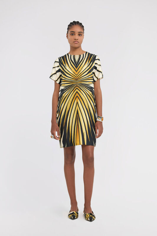 RC Minikleid Aus Seide Mit Ray Of Gold Print Gold TKT101-4QM33