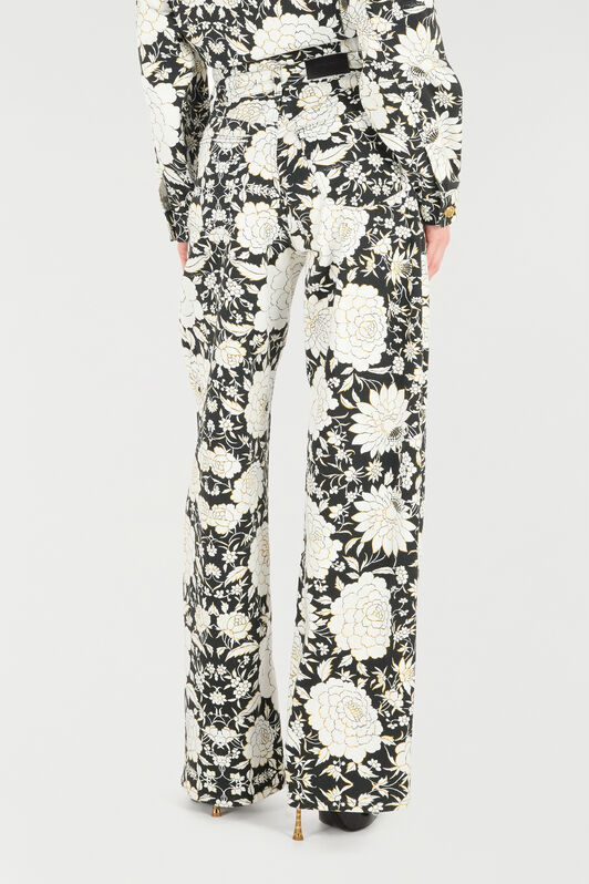 RC Pants with All-Over Floral Print Black/White VQJ207-DAP71
