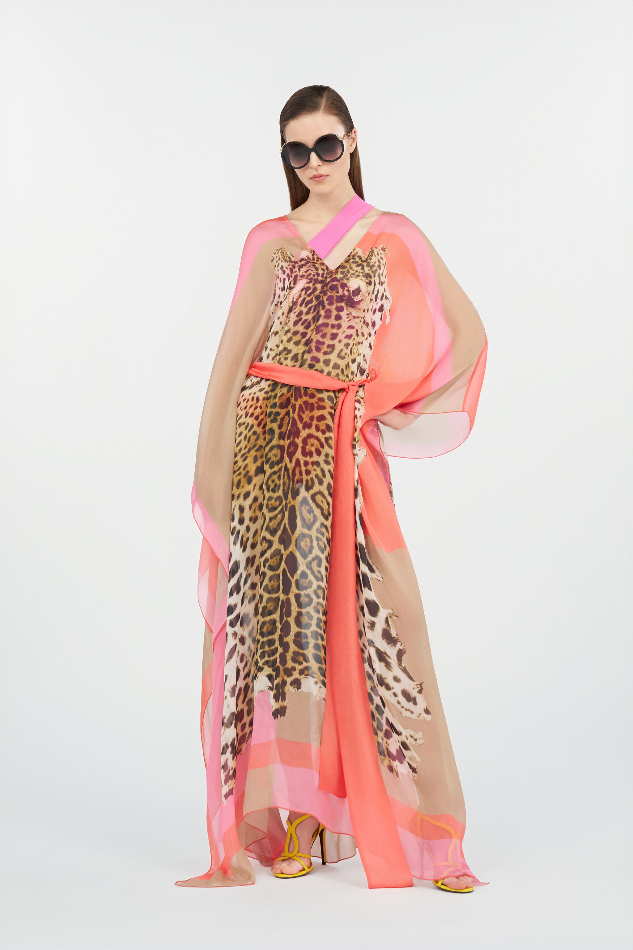 RC Cavalli Pop Print Silk Kaftan CORAL RED WQW011-HNR33