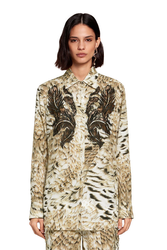 RC Wing print buttoned shirt RC Wing print buttoned shirt Ivory LQR715-SQZ35
