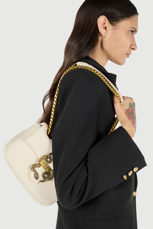 JC Bag with Chain Handle and Mirror Snake Ivory TFB052-TF417