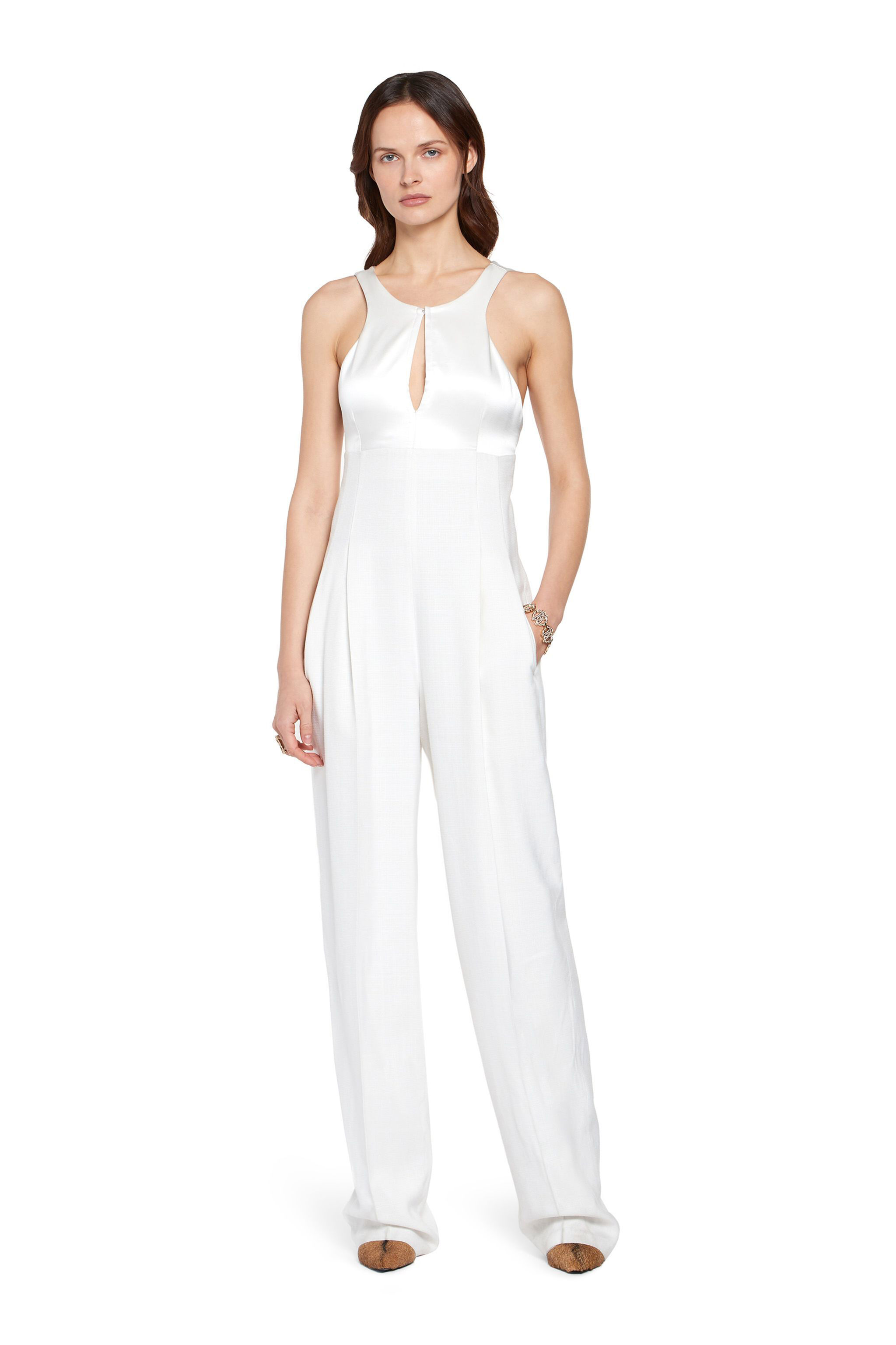 RC Ärmelloser weißer Jumpsuit WHITE HQT134-VI026