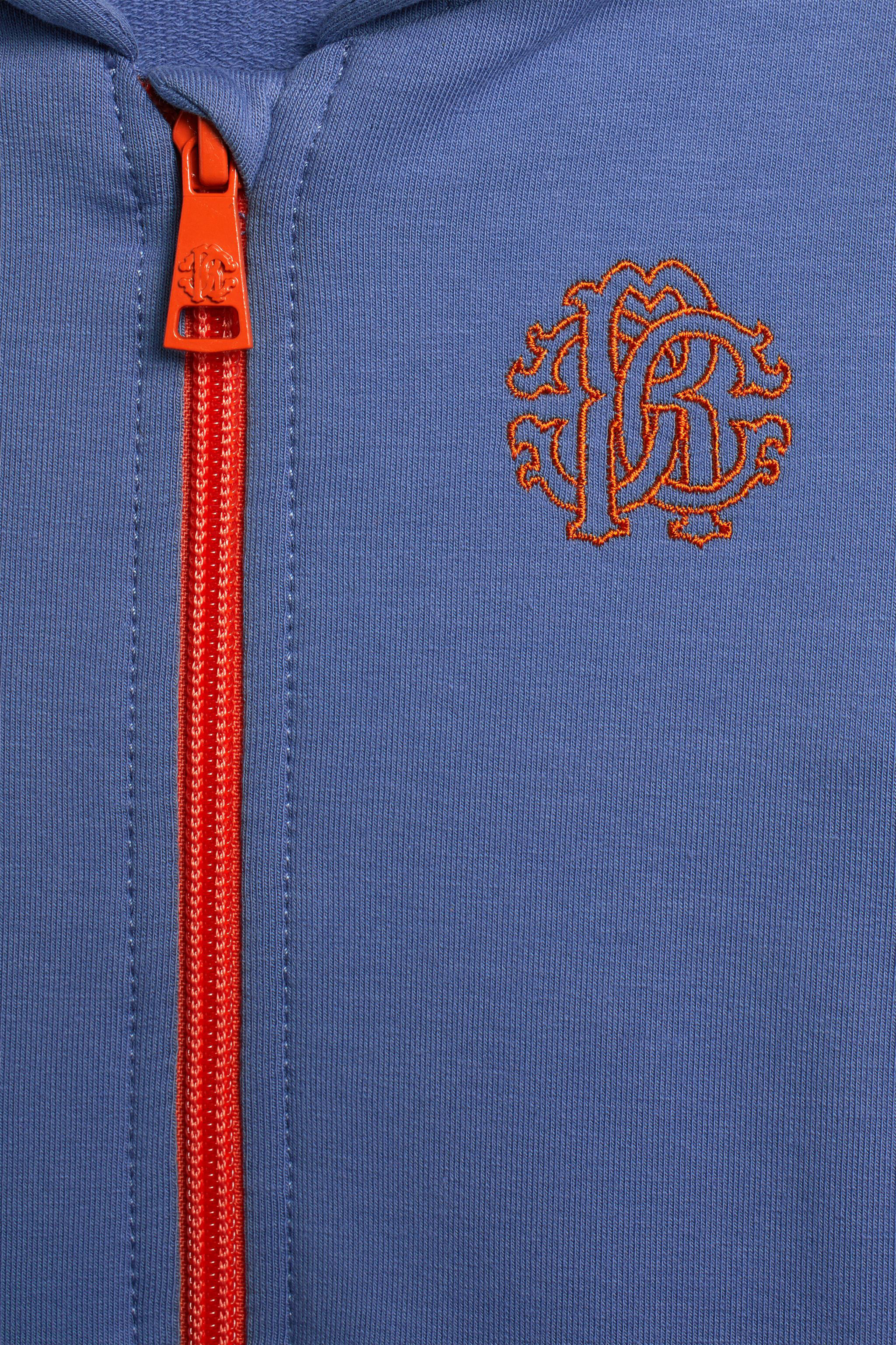 JU Blauer Jogginganzug mit Logo-Stickerei DENIM/ORANGE IJT990-CF042