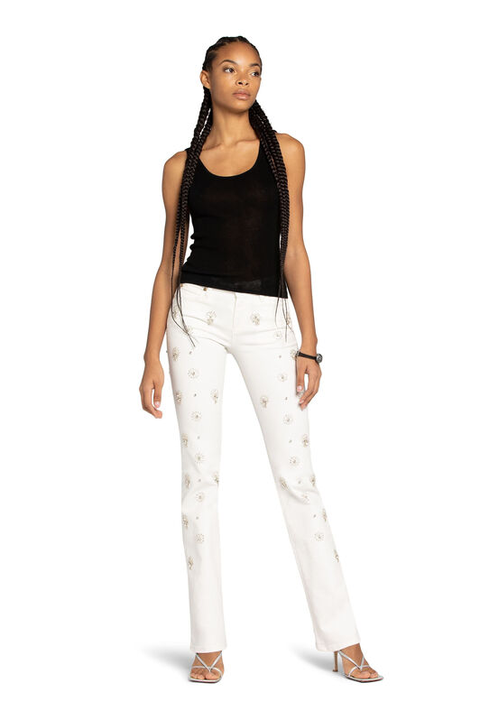RC Bead-Embellished Jeans Blanco MQJ216-DE005