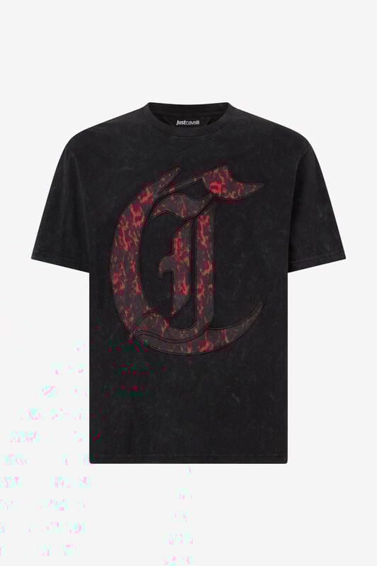 JC T-Shirt With JC Monogram Patch JC T-Shirt With JC Monogram Patch Black UFT032-UF052