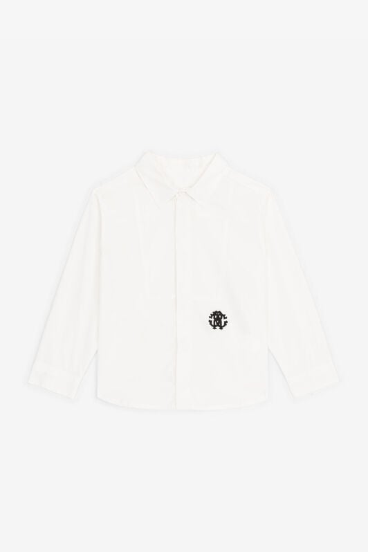 JU RC Monogram-Embroidered Cotton Shirt White RJT701-CH004