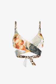${brand} Wickel-Bikinioberteil mit Gemälde-Print ${colorDescription} ${masterID}