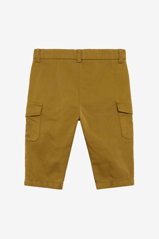 JU Ockerfarbene Cargo-Bermuda aus Baumwolle mit Monogramm KHAKY TJT242-CE035