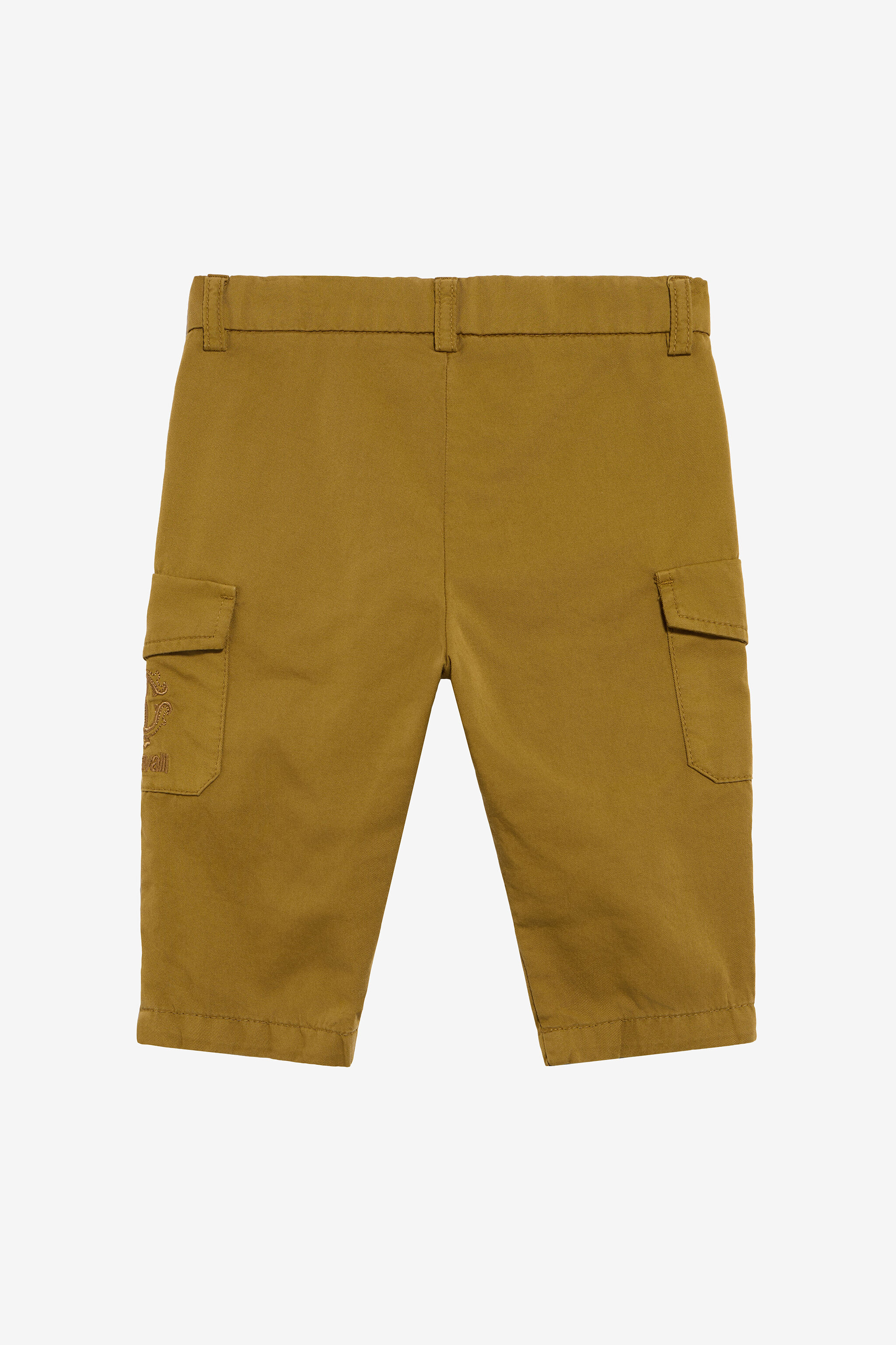 JU Ockerfarbene Cargo-Bermuda aus Baumwolle mit Monogramm KHAKY TJT242-CE035