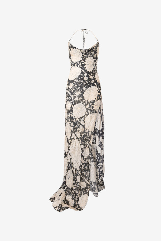 RC Slip-Style Long Dress with Floral Print RC Slip-Style Long Dress with Floral Print Noir/Blanc VQT141-CTP71