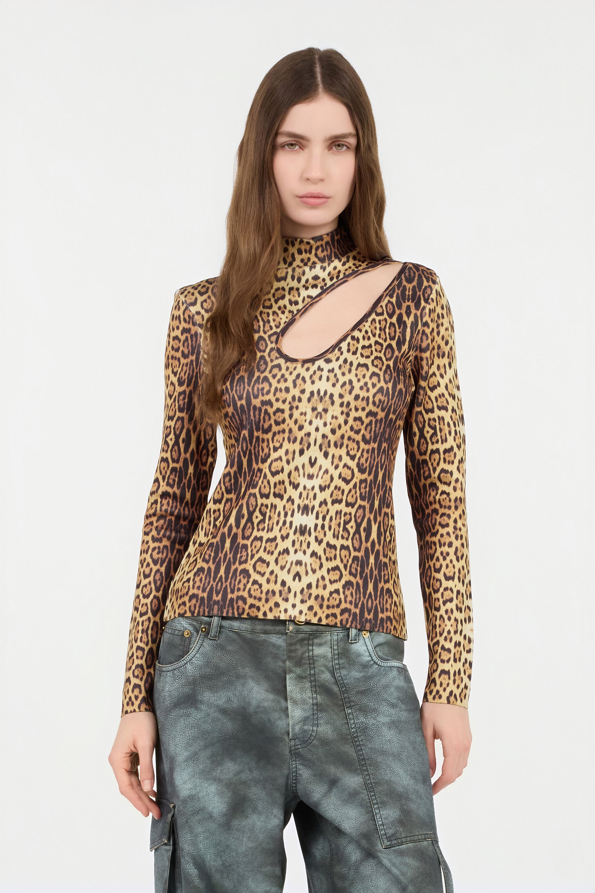 RC Leopard Print Cut-Out Sweater RC Leopard Print Cut-Out Sweater JAGUAR ROM60B-MSG34