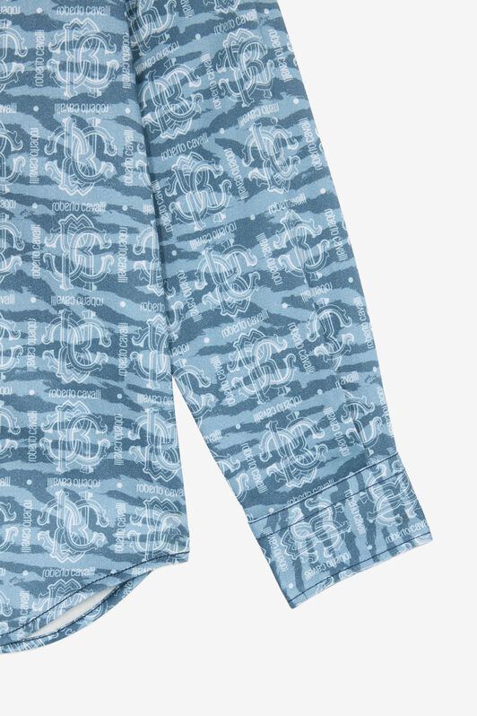 JU Camicia Con Stampa Tiger Skin E Patch Azzurro UJT70E-6SO44