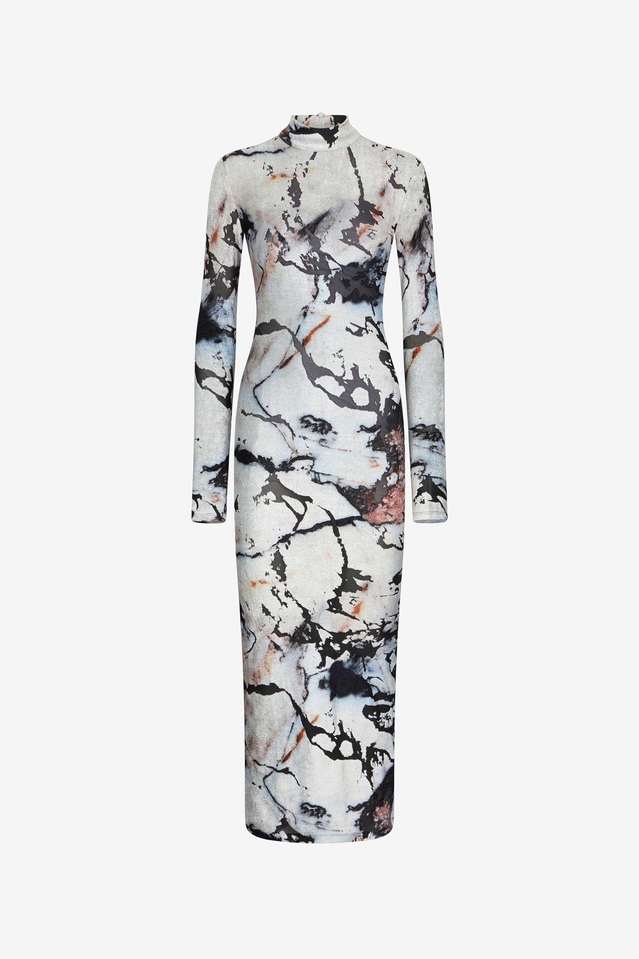 RC Long dress with Marble print Black/White TWT141-CPN18