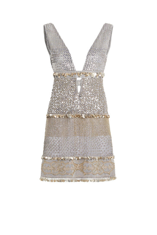 RC Embellished metallic knit mini dress RC Embellished metallic knit mini dress SILVER IWM165-MR001