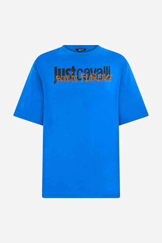 JC Just Cavalli Logo T-Shirt Azul RRT928-RR190