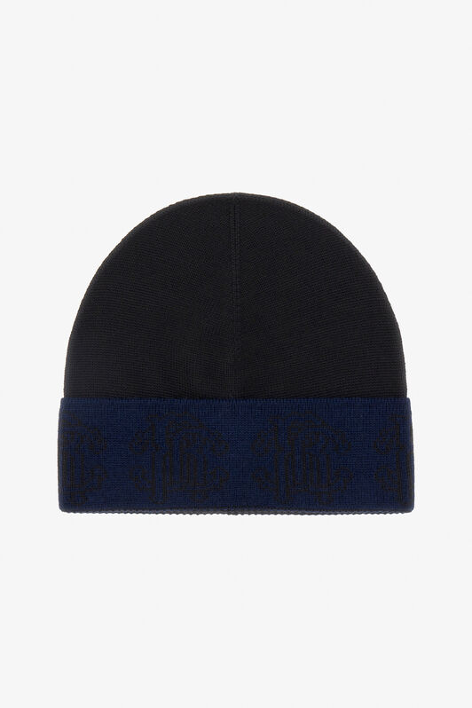 RC Schwarze Wollmütze Beanie mit Logoband Dunkelblau NOZ00E-MQ014