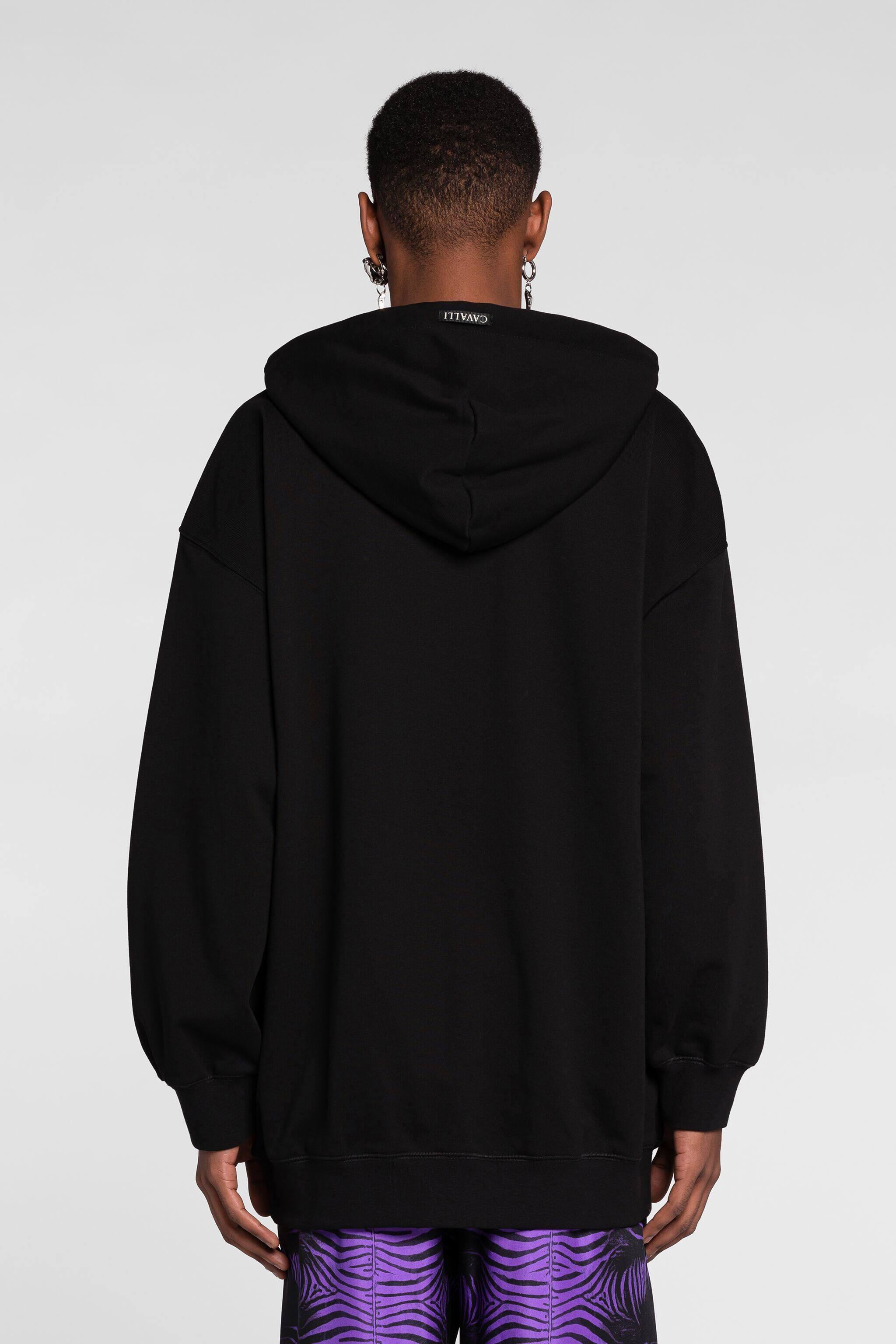 RC Rose-Print Cotton Hoodie Black PNT69Q-CF050