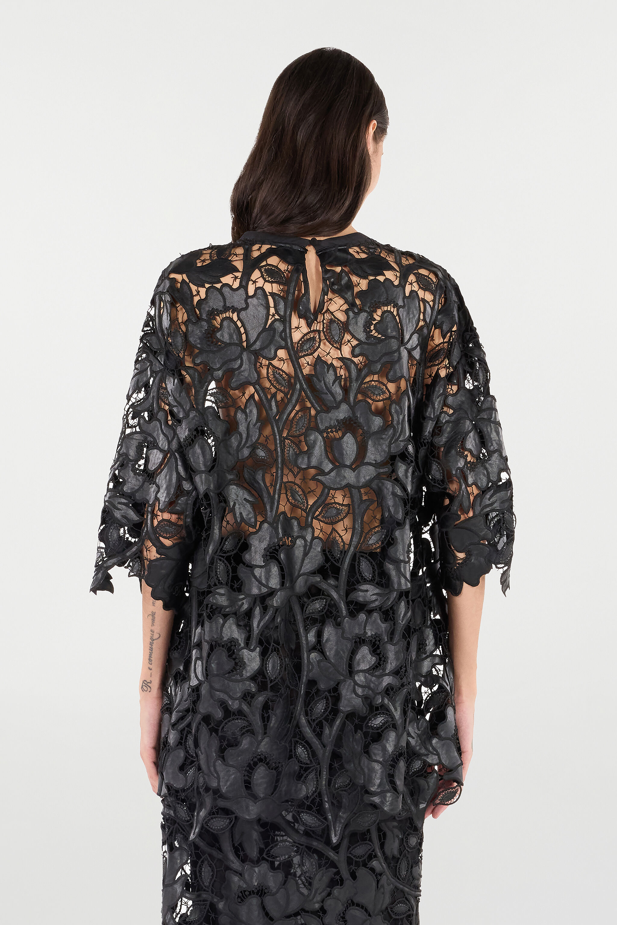 RC Macramé Floral Lace Top Black VQT610-FT051