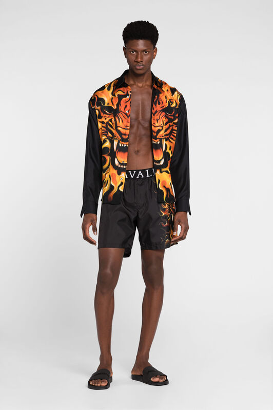 RC Badeshorts mit Flammen- und Löwen-Print RC Badeshorts mit Flammen- und Löwen-Print Schwarz ONH00C-SB053