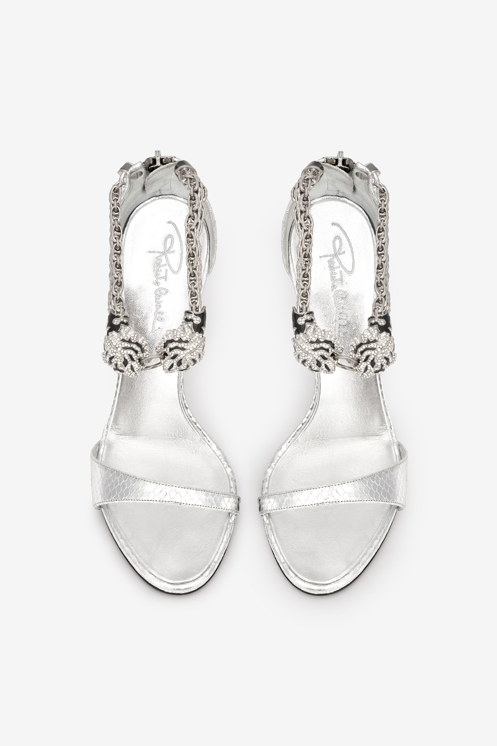 RC Metallic sandals with heels and tigers Silver UKS030-PZ579