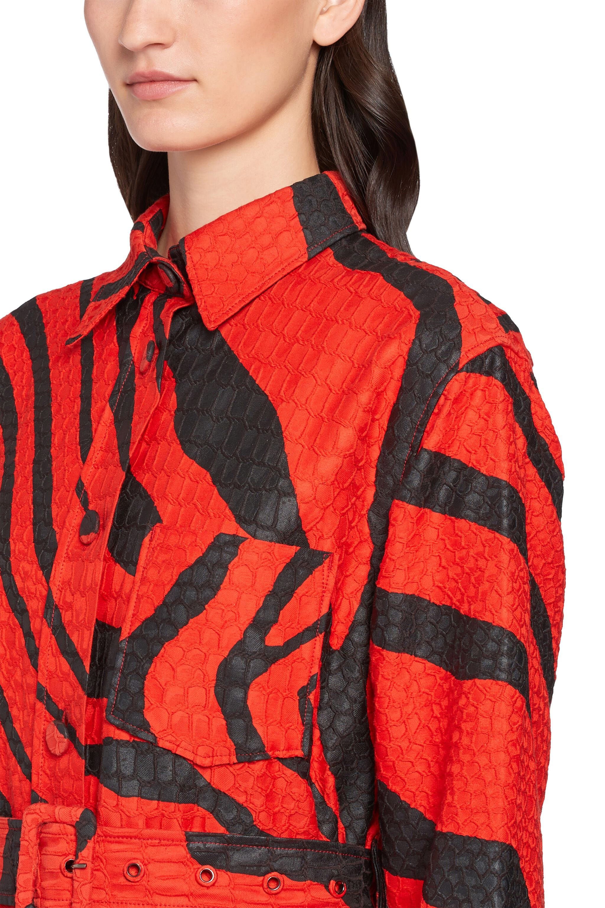 RC Giacca con stampa Macro Zebra e motivo Iguana Rosso HQT408-5FM69