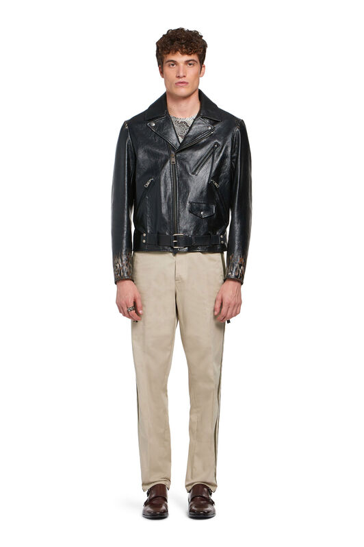 RC Ikat Leopard leather biker jacket RC Ikat Leopard leather biker jacket CATKIN/N.WHITE/BLACK INP815-PFP56