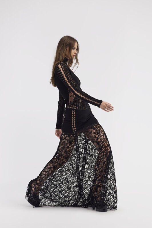 RC Long embroidered knit dress RC Long embroidered knit dress Black RWM105-MG011