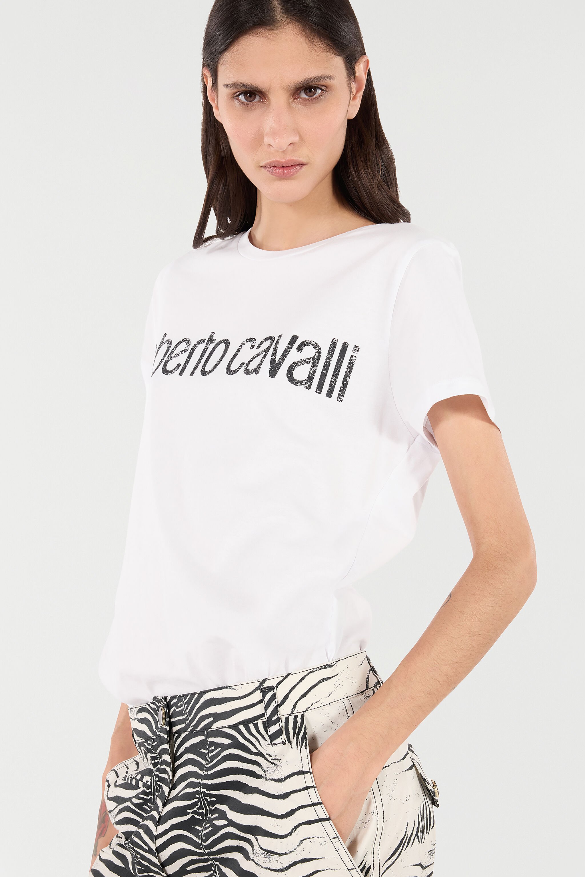 RC Camiseta Con Logotipo Efecto Usado WHITE POT60C-JD060