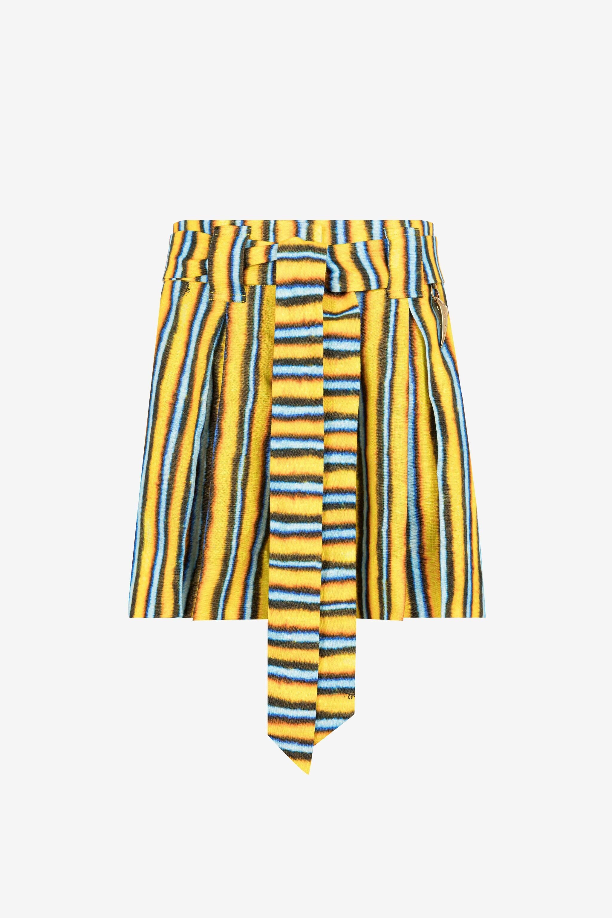 RC Leinen-Shorts Mit Baidera-Print Gelb QKT207-3HF55