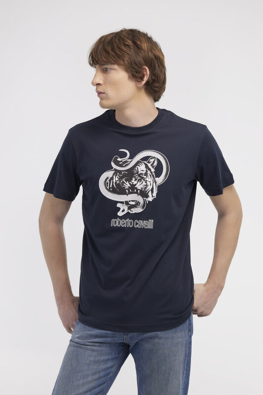 RC T-shirt with Jaguar and Snake prints Dark blue NOT60J-JD060