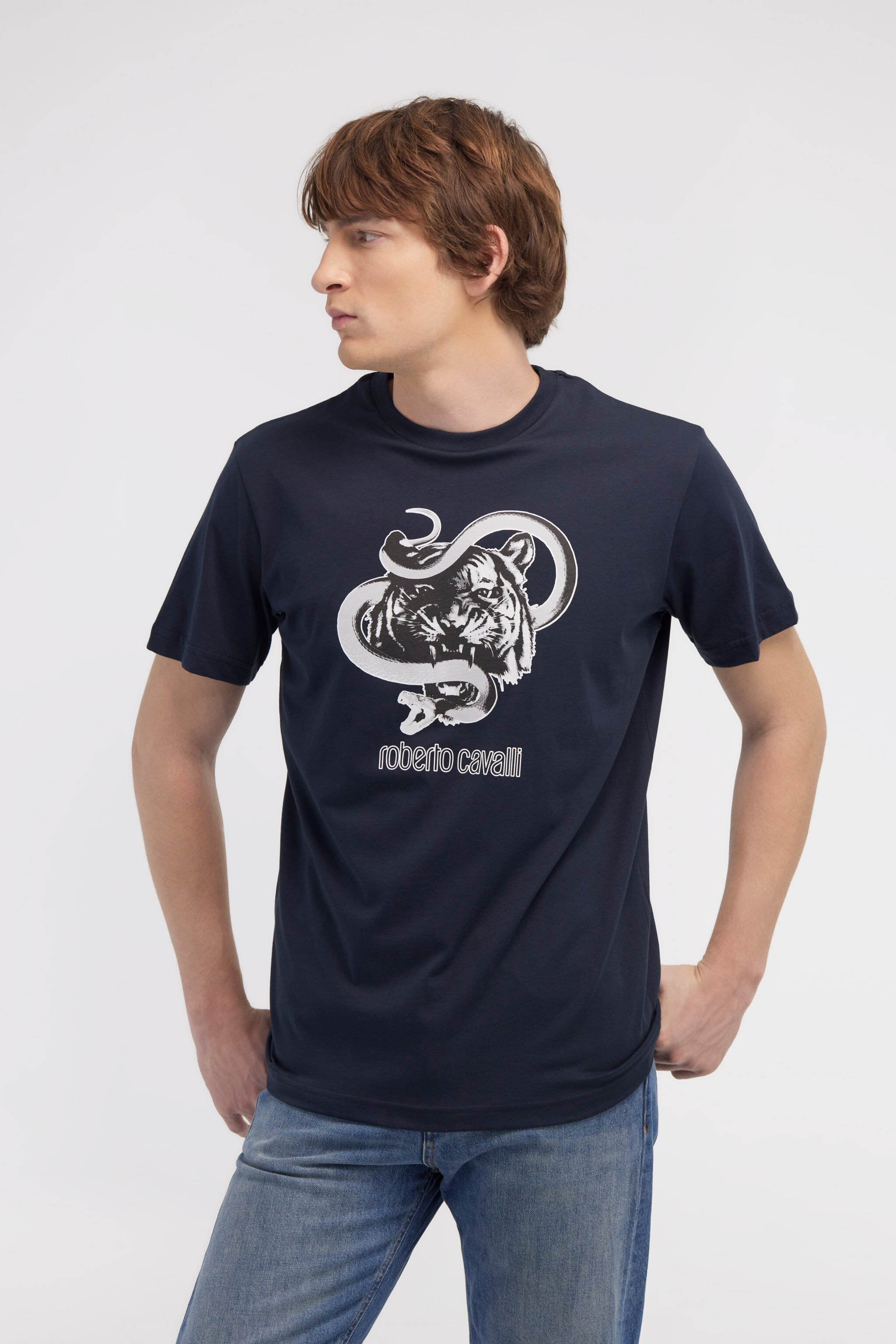 RC T-shirt with Jaguar and Snake prints Dark blue NOT60J-JD060