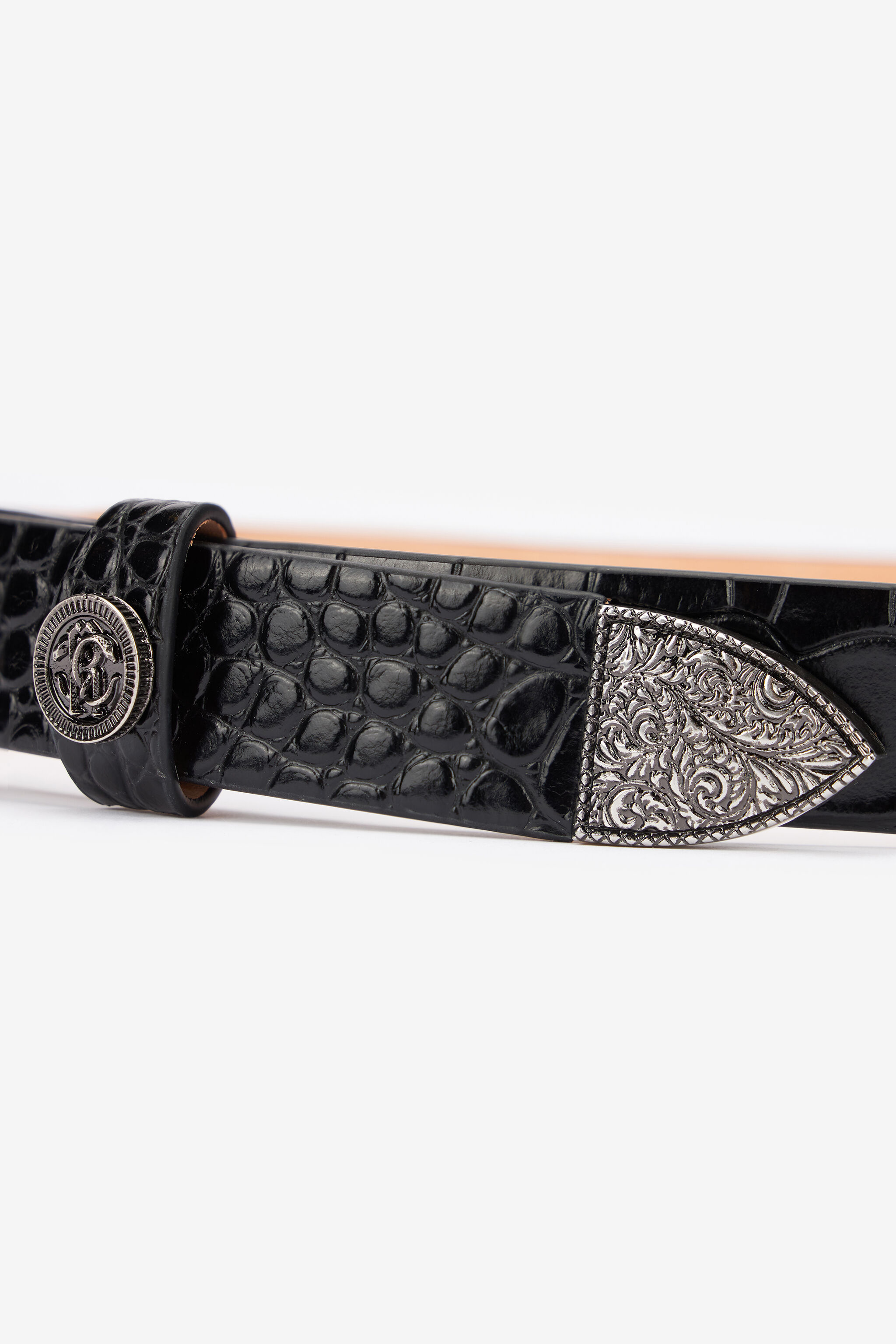 RC Ledergürtel Mit Monogramm Mirror Snake Schwarz TRC001-PZ975