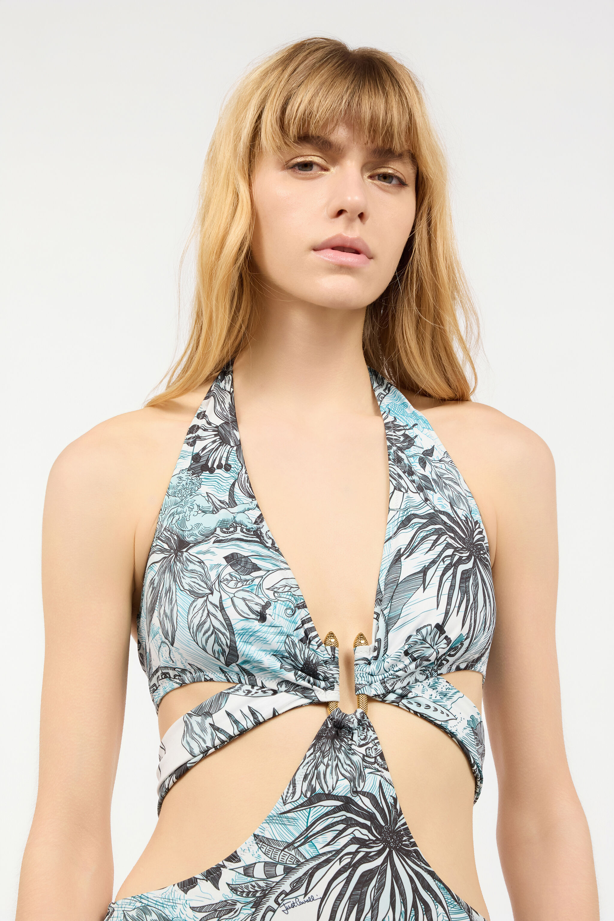 JC Swimsuit With Cut-Out And Jungle Print Light blue UFM022-UF272