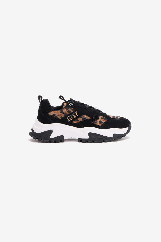 JC Sneakers Avec Empiècements Jaguar Skin Noir TFS042-TF362