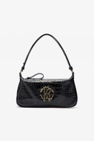 ${brand} Borsa A Spalla Nera Effetto Cocco Con Mirror Snake Monogram ${colorDescription} ${masterID}