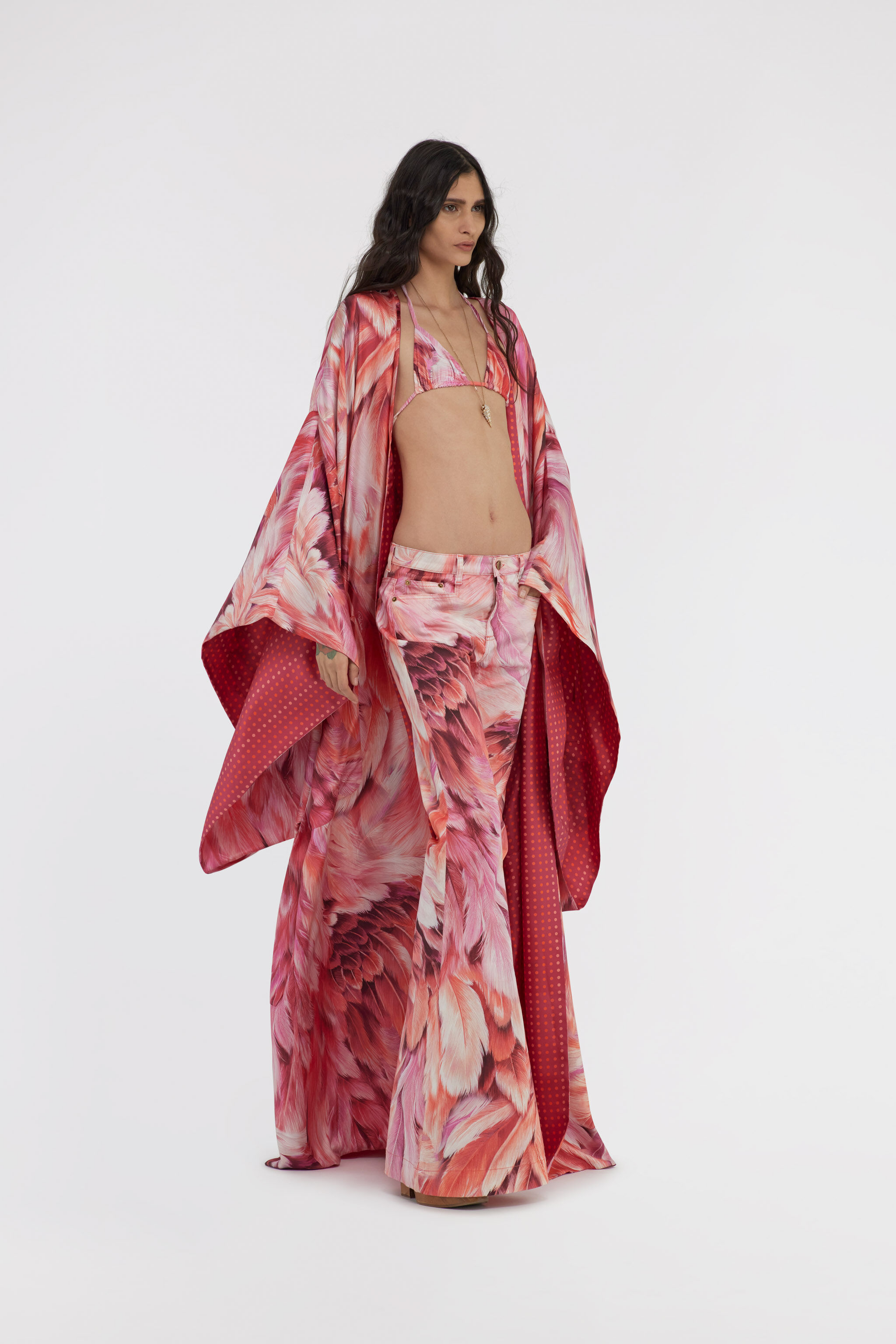 RC Kimono Plumage print Fuchsia SWT500-4QL71