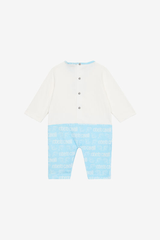 JU Set Berretto, Bavaglino E Tutina Monogram RC E Logo Azzurro UJT817-JD001