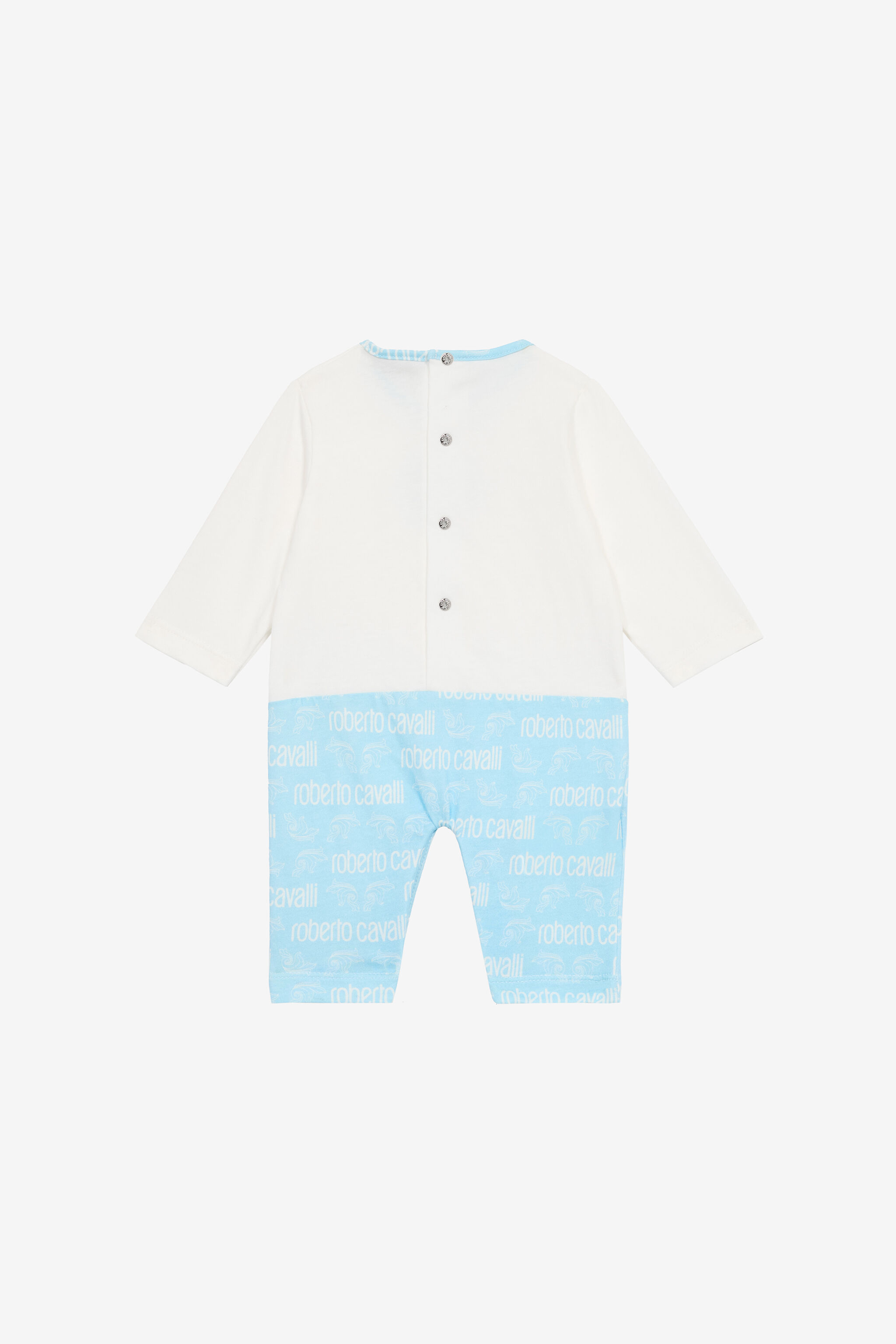 JU Set Berretto, Bavaglino E Tutina Monogram RC E Logo Azzurro UJT817-JD001