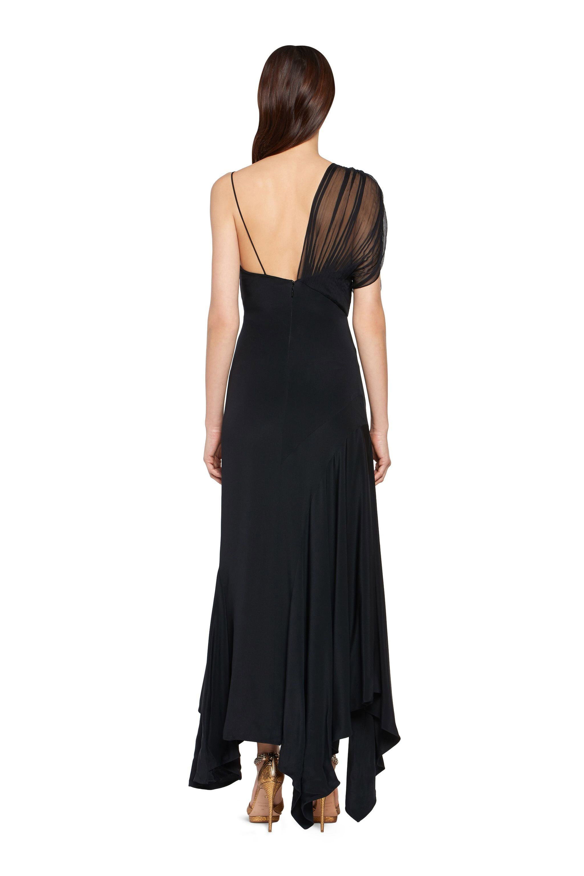 RC Black asymmetric silk cady dress Black HQT113-KU028
