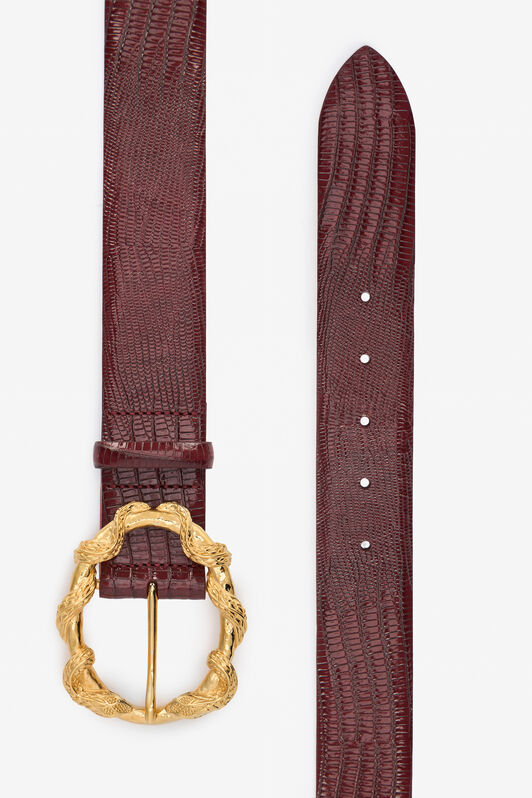 RC Bordeaux Belt with Cobra Print and Snake Buckle BORDEAUX VWC001-PZ119
