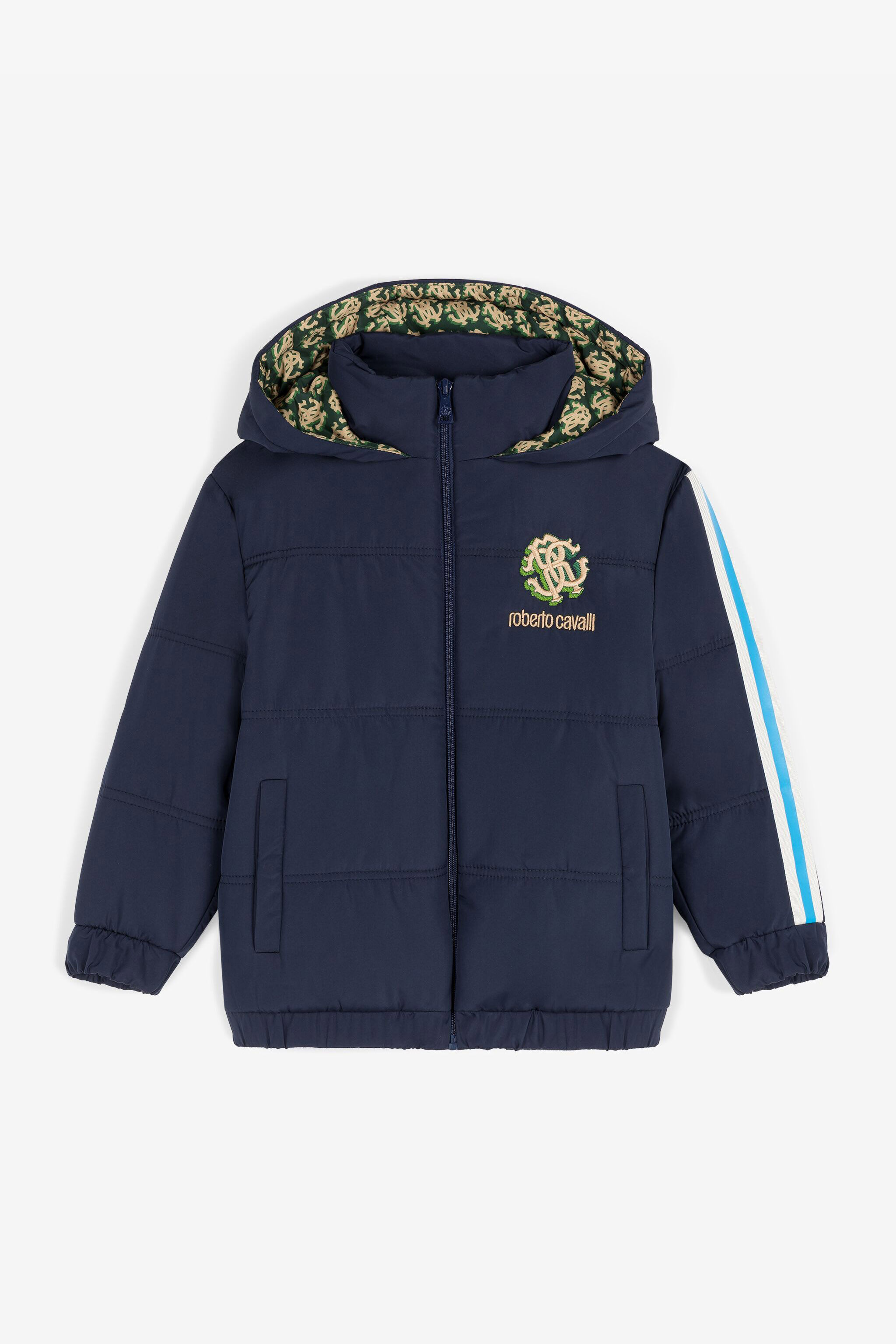 JU RC Monogram And Logo-Embroidered Padded Coat Dark blue RJT40I-SB001