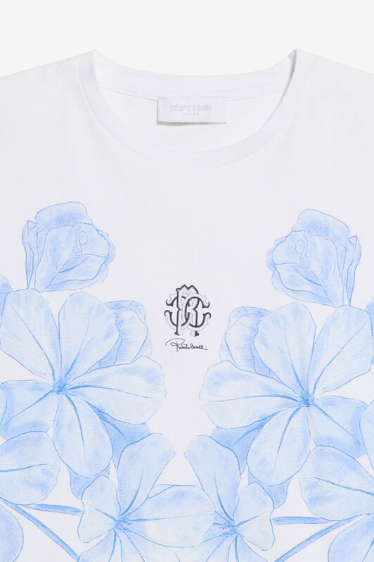 JU Baumwoll-T-Shirt Mit Plumago Print JU Baumwoll-T-Shirt Mit Plumago Print WHITE/BLUE WJT60R-JD001