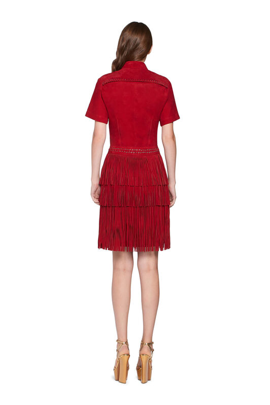 RC Kleid aus Veloursleder mit Fransen RED IQP100-PC001