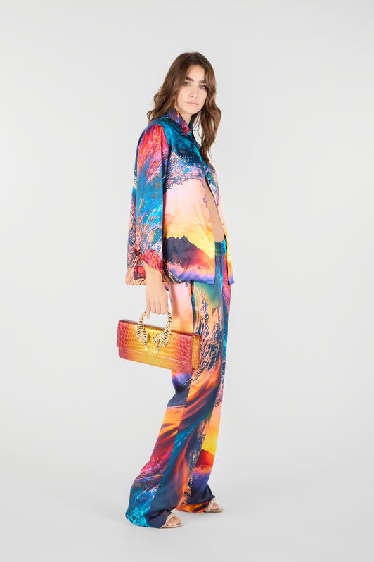 RC Female Silk Shirt Bleu/Orange UWT704-RYN98