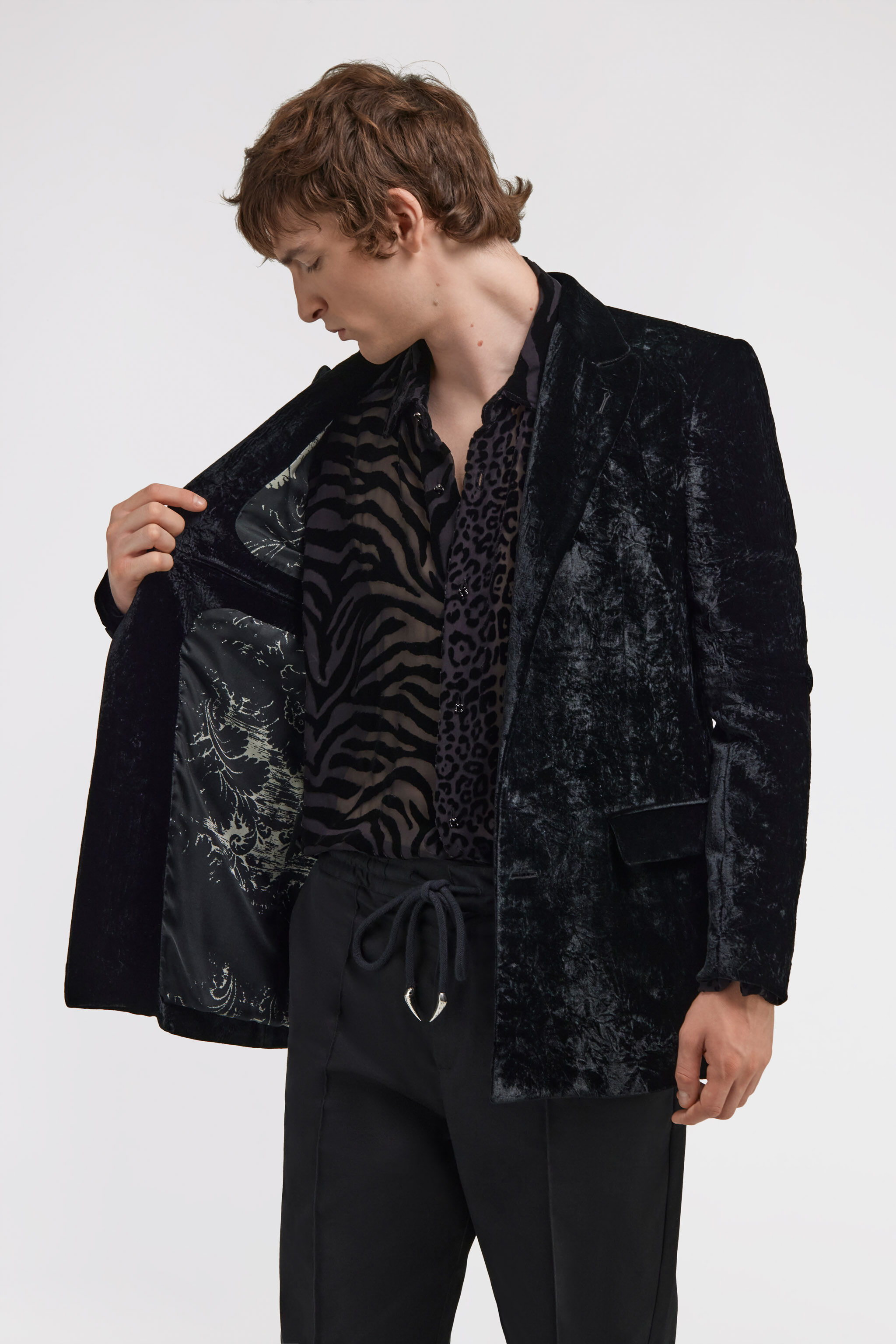 RC Blazer con estampado de Broccato Negro TRT410-VL102