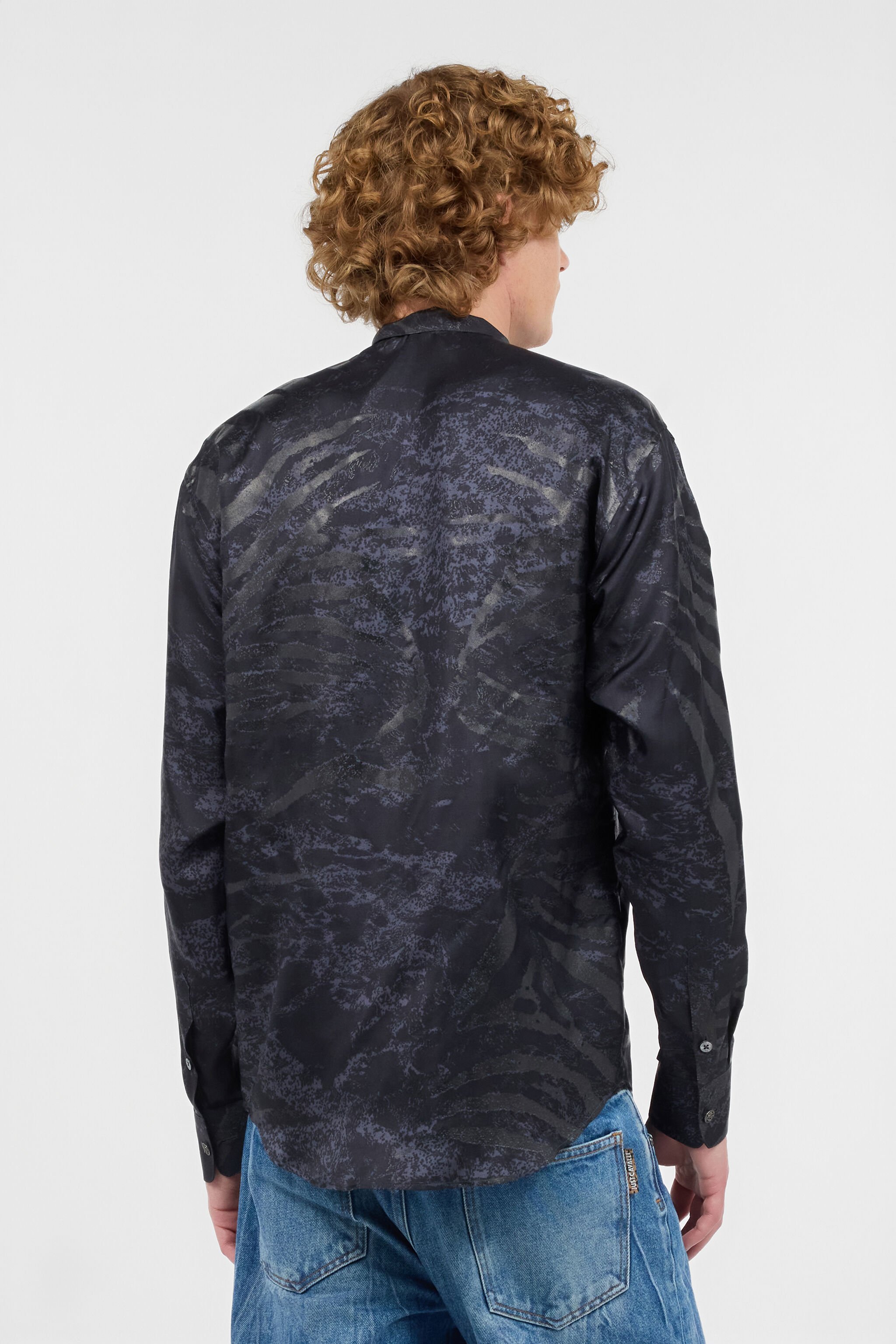 RC Animal-Print Silk Shirt Black URT716-4QN55
