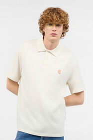 JC Polo Shirt With JC Monogram And Lettering Ivory UFT024-UF044