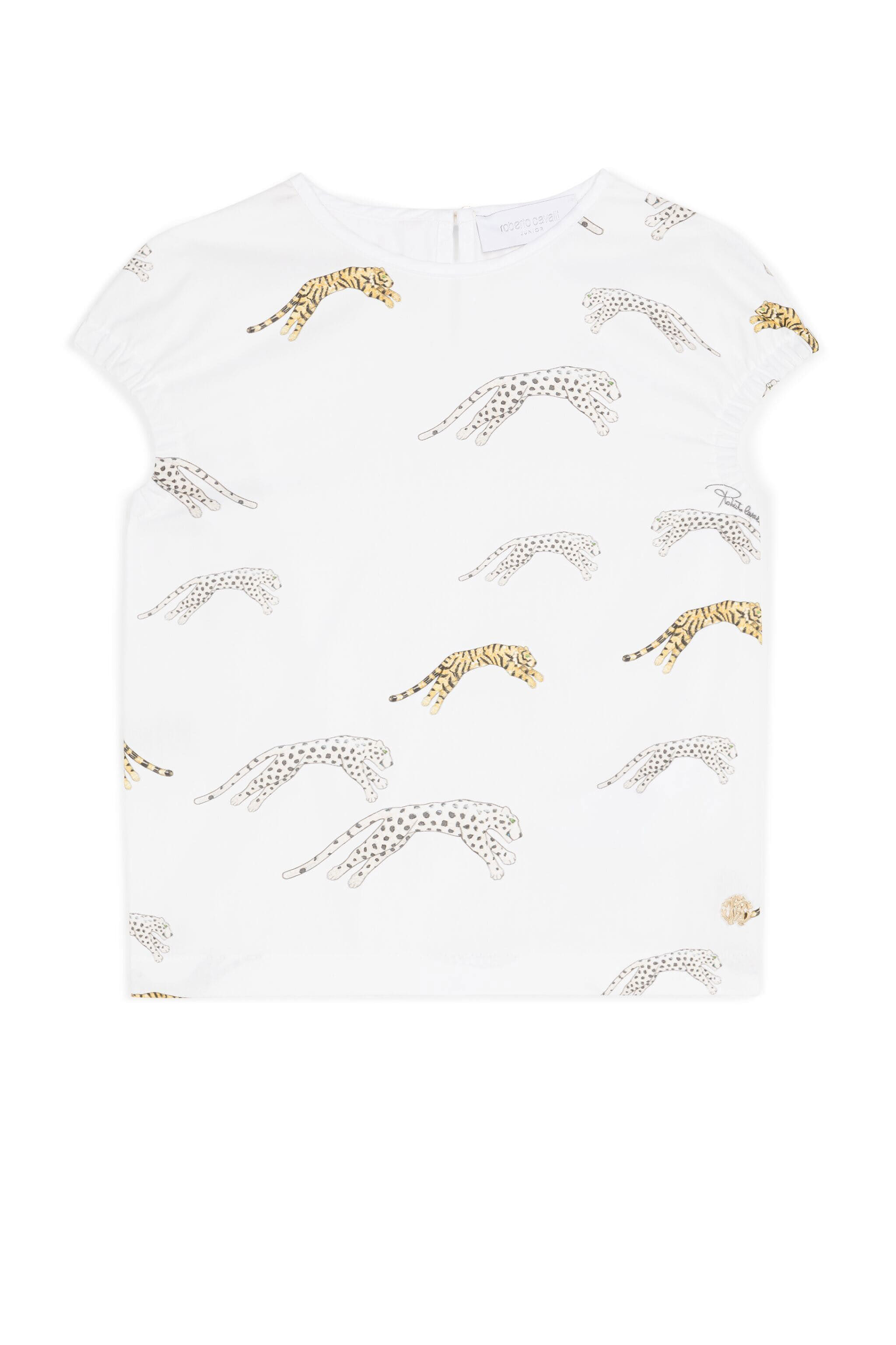 JU Tiger And Cheetah-Print Cotton T-Shirt White KJT700-QRU05