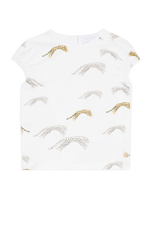 JU Tiger And Cheetah-Print Cotton T-Shirt JU Tiger And Cheetah-Print Cotton T-Shirt White KJT700-QRU05